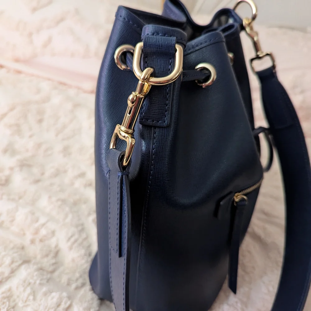Dooney & Bourke Navy Blue Bucket Bag - Picture 6 of 14